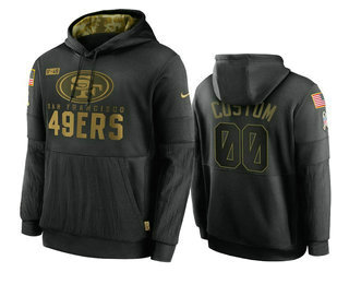 Men's San Francisco 49ers ACTIVE PLAYER Custom 2020 Black Salute To Service Sideline Performance Pullover Hoodie